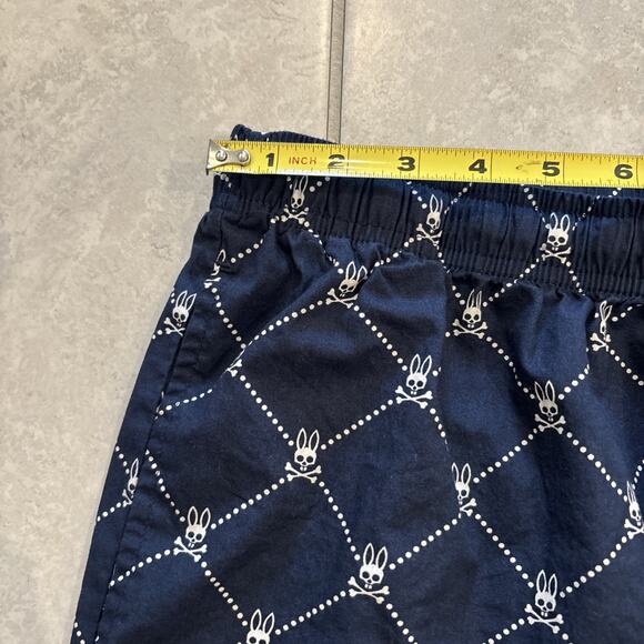 Psycho Bunny AOP Lounge Pajama Pants Mens Sz L Navy Cotton Allover Bunny Skull - Picture 5 of 9